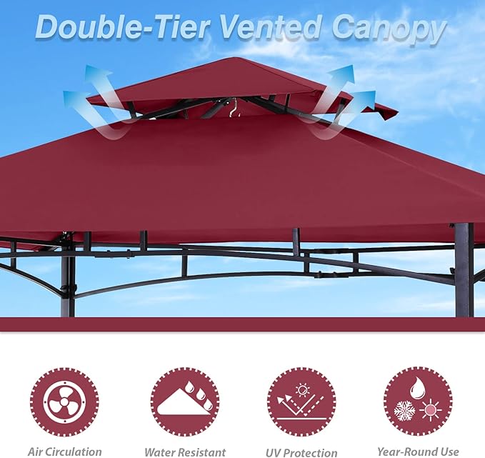 ABCCANOPY 8'x 5' Grill Gazebo Shelter, Outdoor BBQ Gazebo Canopy - Image 4