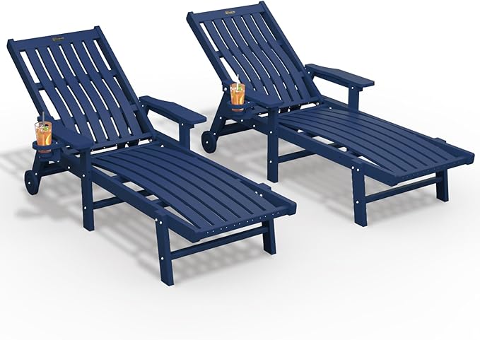 Patio Chaise Lounge Chair Set of 2, Oversized Lounge Chair Outdoor by THOEOE