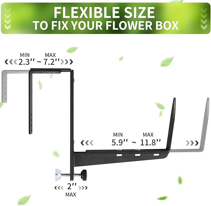 Window Box Brackets, Adjustable Planter Box Brackets, Heavy Duty Iron Flower - Image 2