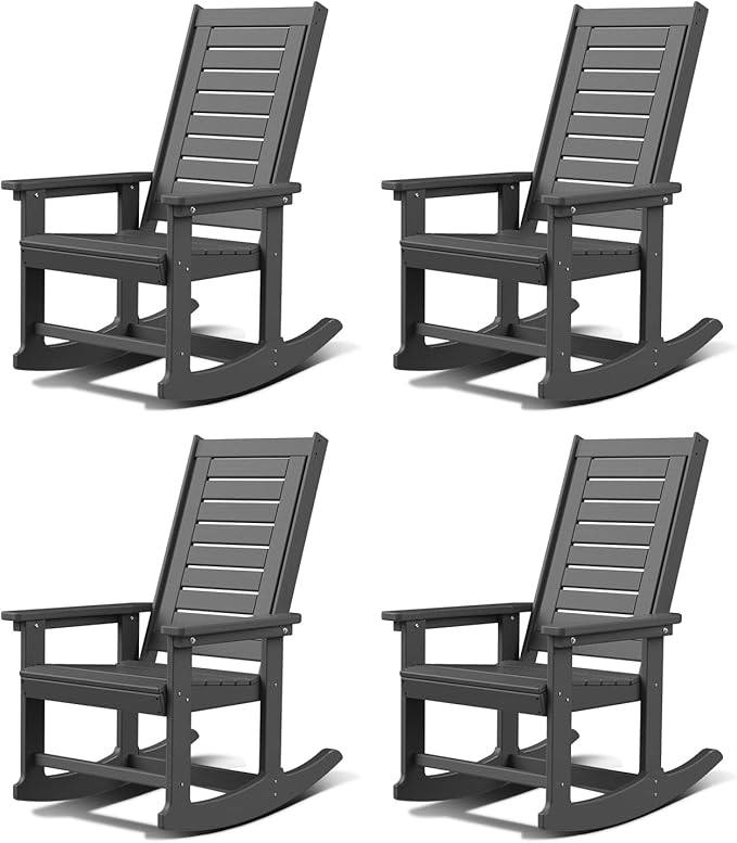 GREENVINES Outdoor Rocking Chairs | Set of 4 | Porch Rocker | HDPE Plastic | by GreenVines