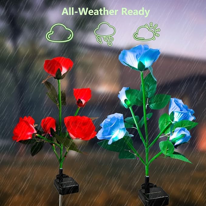 Mothers Day Gifts Solar Garden Decor Outdoor Lights, 4 Pack Waterproof Garden - Image 2