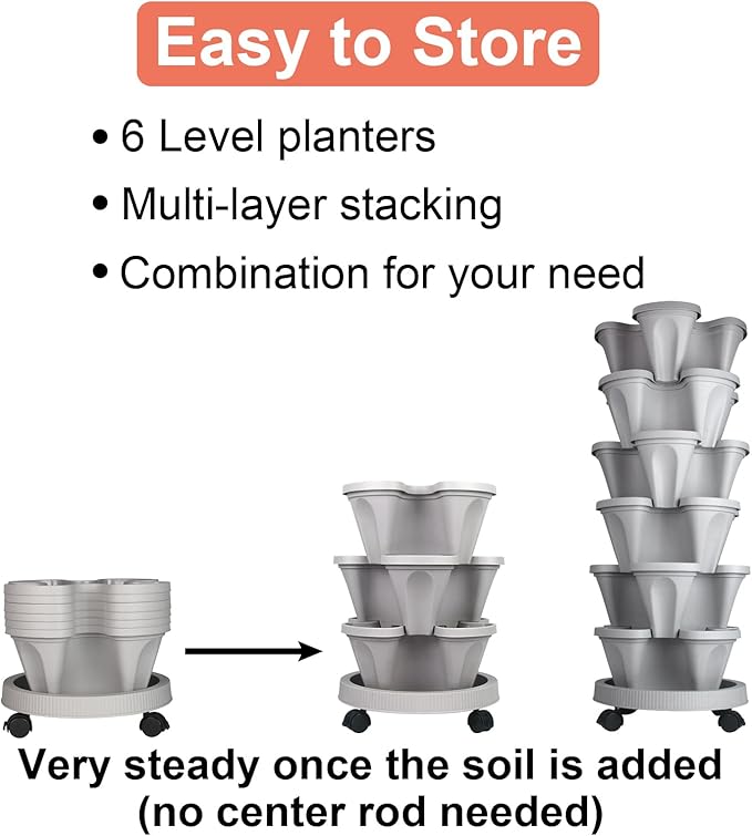 DUNCHATY Stackable Planter, Vertical Garden Planter - Image 7