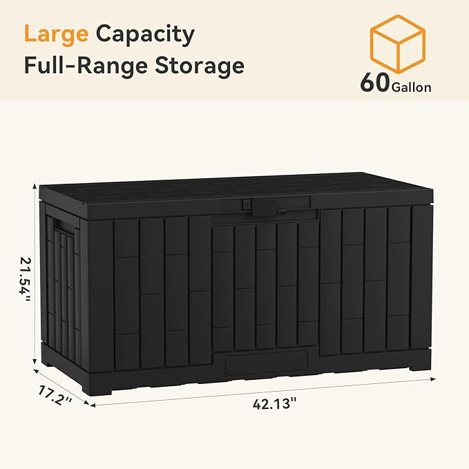 NEWBULIG 60 Gallon Deck Box, Waterproof Outdoor Storage Box - Image 2