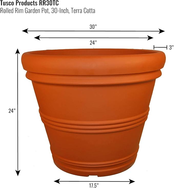 Tusco Products T30 Rolled Rim Pot, Terra Cotta - Image 2