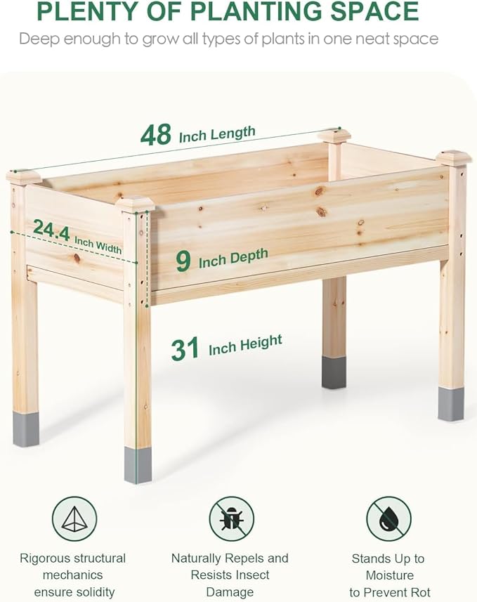 MIXC 331 lb Capacity Wooden Raised Garden Bed - Image 3