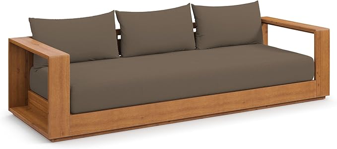 Modway Tahoe Acacia Wood Outdoor Patio Sofa in Natural Cocoa - Image 6