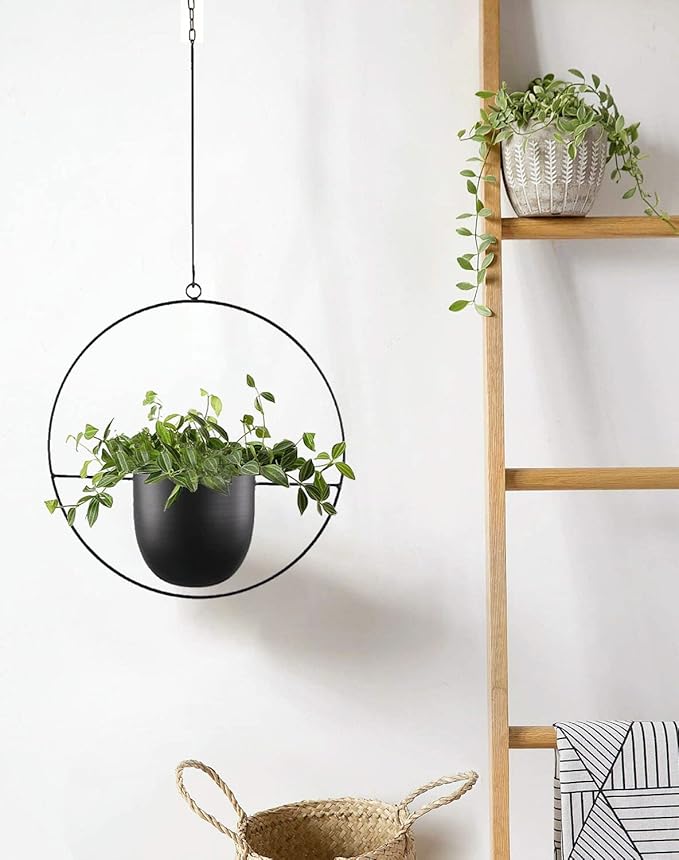 Hanging Planter for Indoor Outdoor Plants Metal Mid Century Minimalist Wall - Image 3