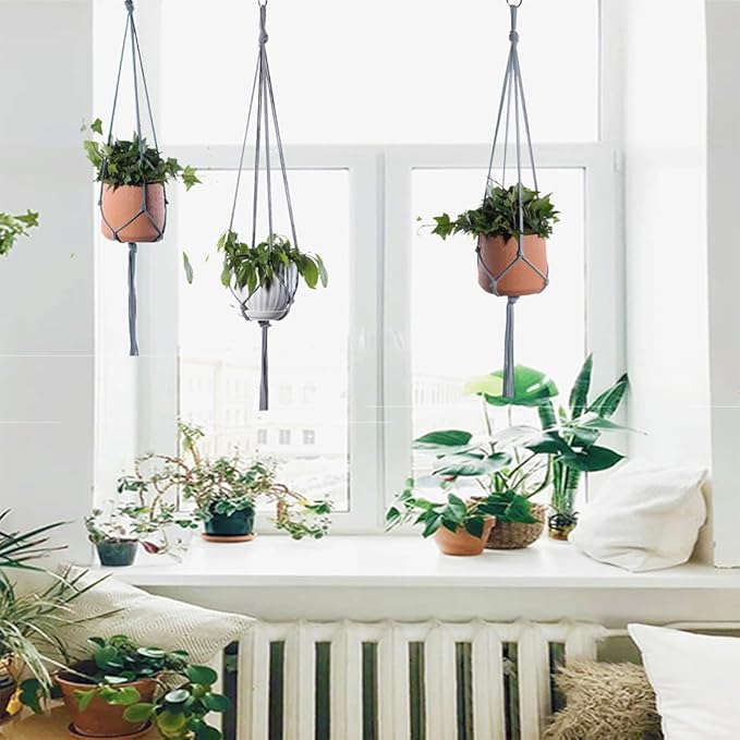 ELANE 6PCS Macrame Plant Hanger Indoor Hanging Planter Basket Decorative - Image 3