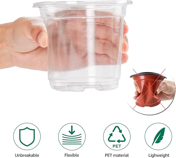 30 Packs 4 Inch Reinforced Clear Nursery Pots - Image 6