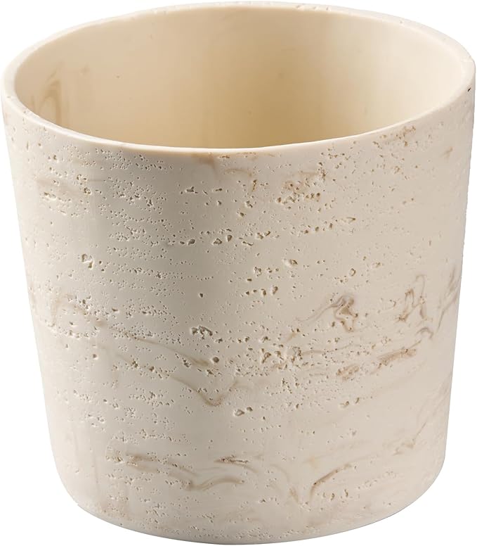 Ekirlin 7 Inch Natural Travertine Textures Plant Pot, Resin Outdoor Planter by Ekirlin