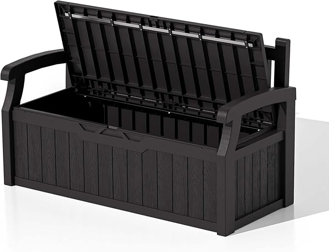 Patiowell 75 Gallon Plastic Storage Bench, Water-Resistant Deck Box - Image 7