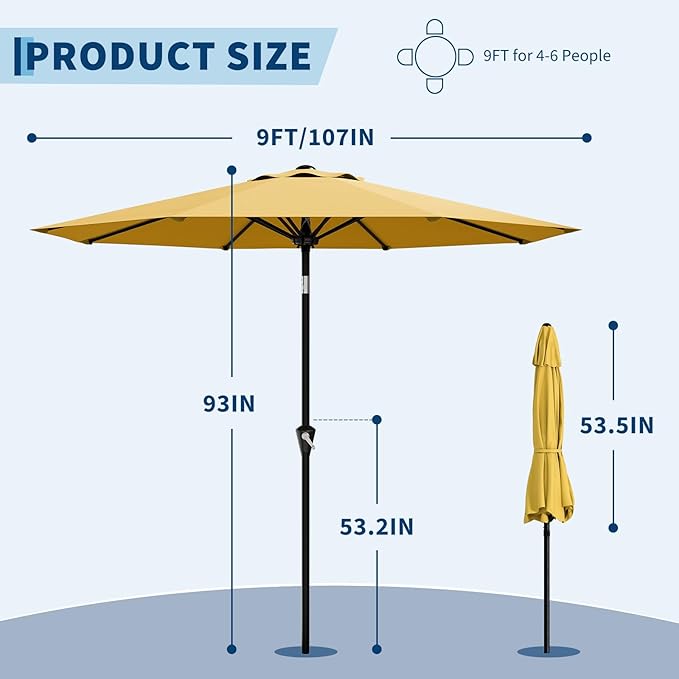 Garvee 9FT Patio Umbrella - Image 3