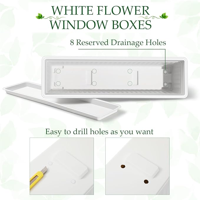 6 Packs 27 Inch Window Flower Box Extra Large Window Sill Herb Garden Long - Image 3