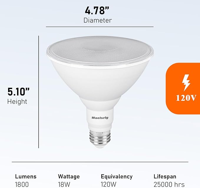 PAR38 LED Flood Light Bulbs Outdoor, Warm White 3000K, Dimmable Weatherproof - Image 6