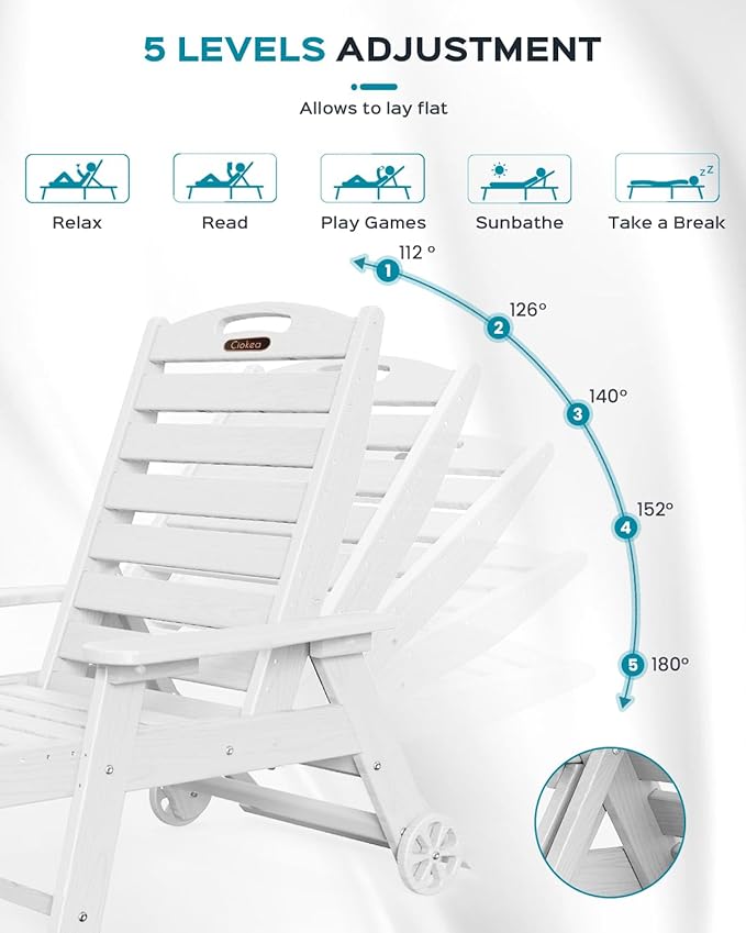 Outdoor Lounge Chair Set of 4, All Weather Patio Chaise Lounge Chairs - Image 4