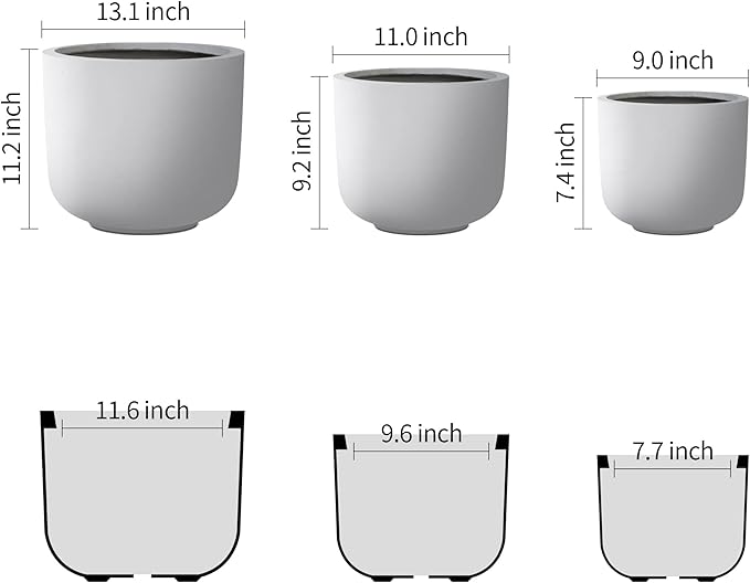 Kante 13", Outdoor Indoor Modern Planter Pots, Lightweight, Weather Resistant - Image 2