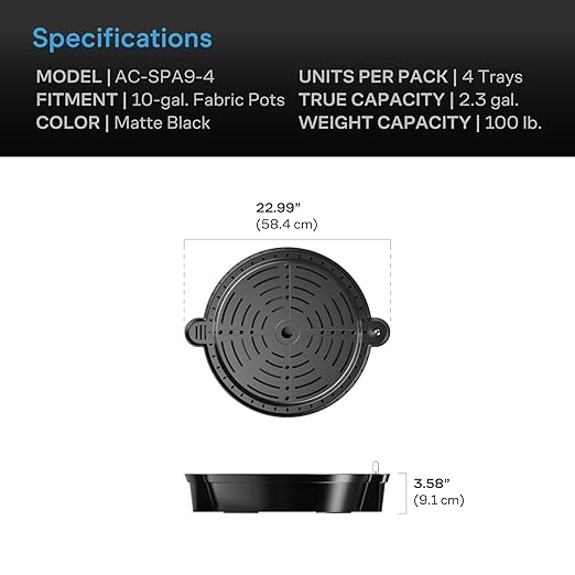 AC Infinity Self-Watering Fabric Pot Base XL, Extra Large Elevated Plant Saucers - Image 6