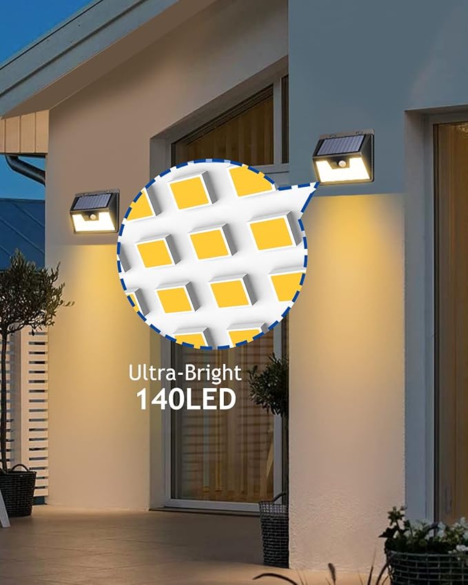 Peasur Solar Lights Outdoor Waterproof, Warm White Motion Sensor Lights Dusk to - Image 2