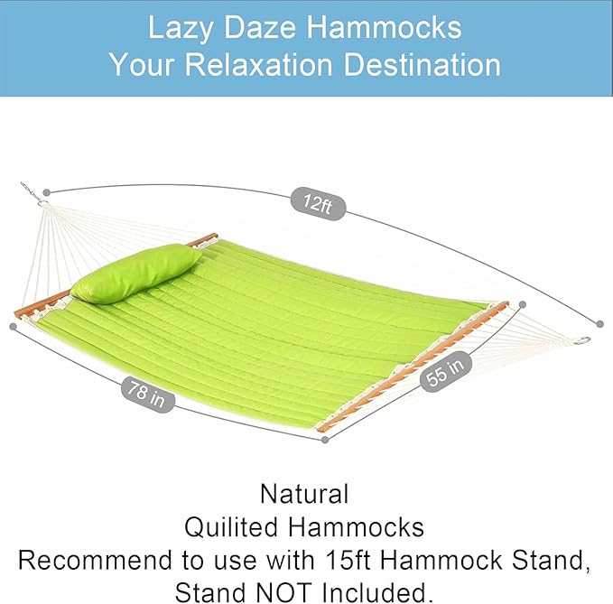 Lazy Daze Hammocks 12 FT Double Quilted Fabric Hammock - Image 3