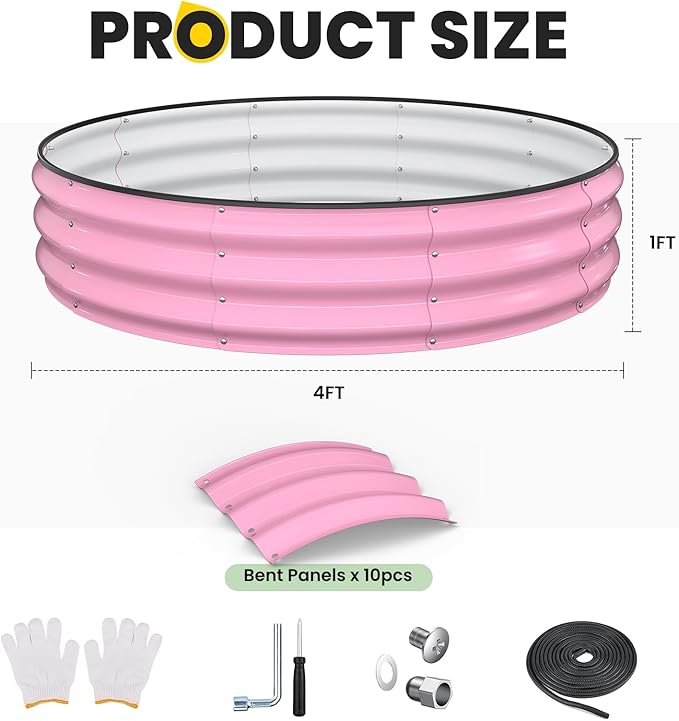 Galvanized Raised Garden Bed 4×4×1 FT, Round Metal Raised Garden Bed Outdoor - Image 5