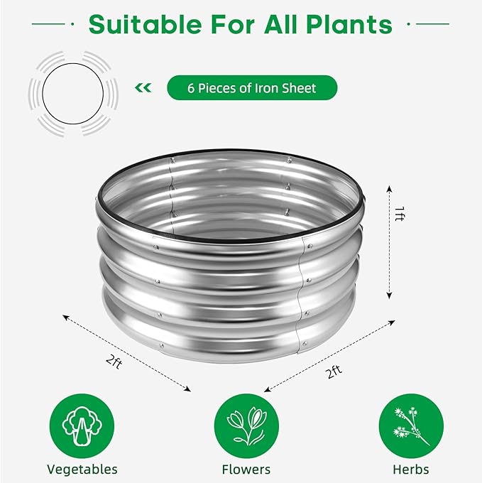 JERIA Raised Garden Bed, Galvanized Raised 2 PCS 2×2×1ft Planter Boxes Outdoor - Image 2