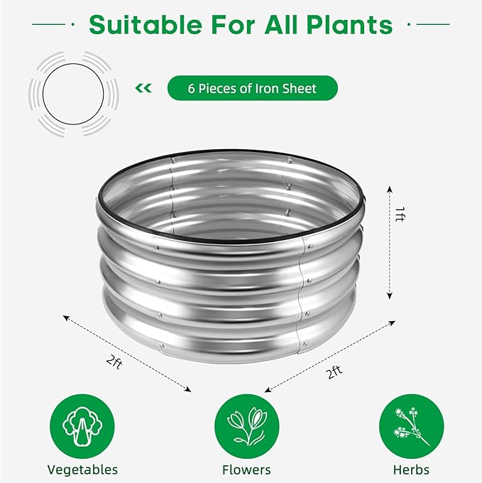 JERIA Raised Garden Bed, Galvanized Raised 2×2×1ft Planter Boxes Outdoor - Image 2