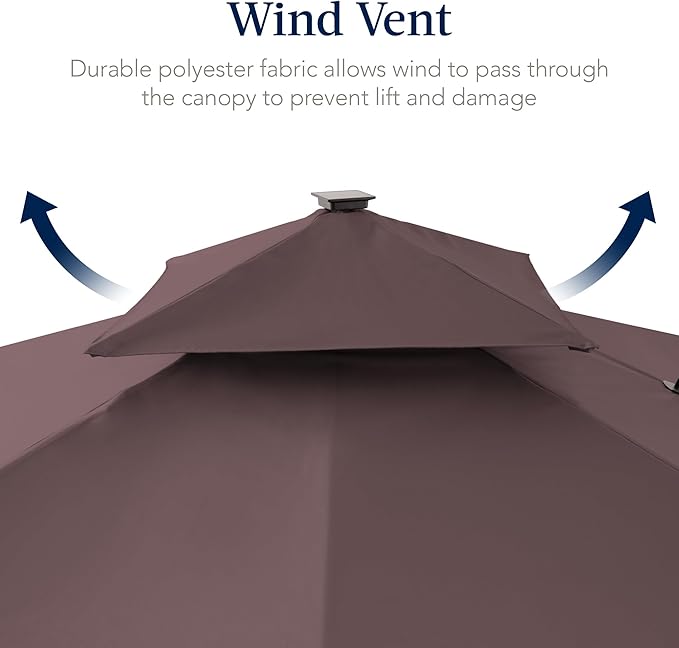 Best Choice Products 12x12ft LED Cantilever Patio Umbrella w/Base Included & - Image 7
