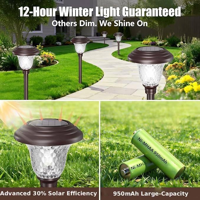 BEAU JARDIN 8 Pack Solar Pathway Lights White+Color Changing Stainless Steel 3 - Image 6
