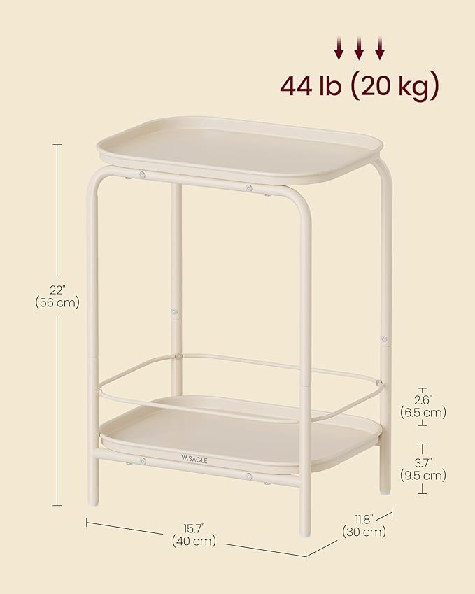 VASAGLE 2-Tier Outdoor Table, Small Side End Table - Image 3