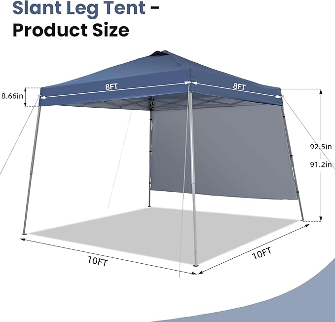 10X10 Pop Up Canopy, Slant Legs Instant Outdoor Canopy Tent - Image 7