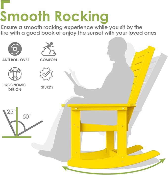 GREENVINES Outdoor Rocking Chairs | Set of 2 | Porch Rocker | HDPE Plastic | - Image 4