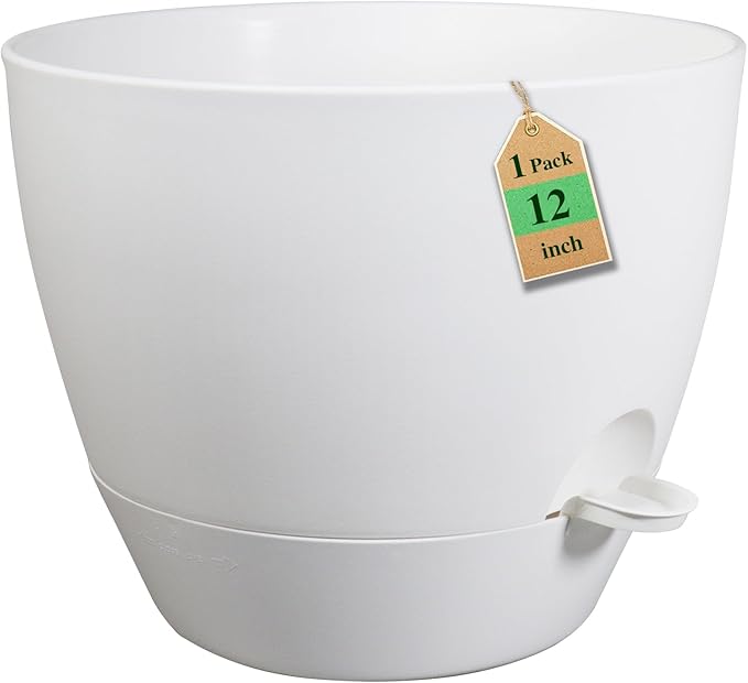 12 inch Large Self Watering Pots, Flower Plant Pots by WSMKSZ