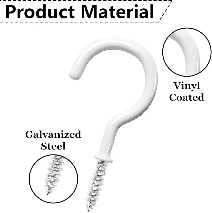 75 Pcs Ceiling Hooks for Hanging Plants, Utensils Vinyl Coated Screw-in Mug - Image 9
