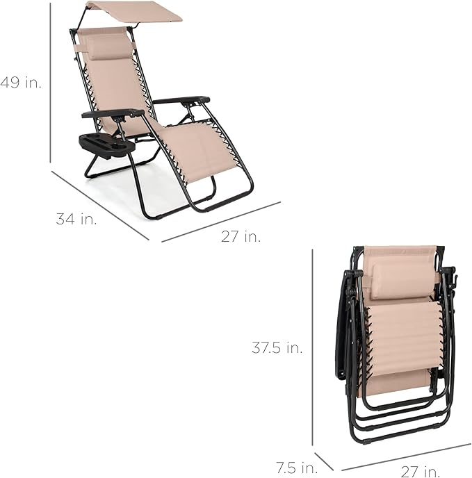 Best Choice Products Folding Zero Gravity Outdoor Recliner Patio Lounge Chair - Image 3