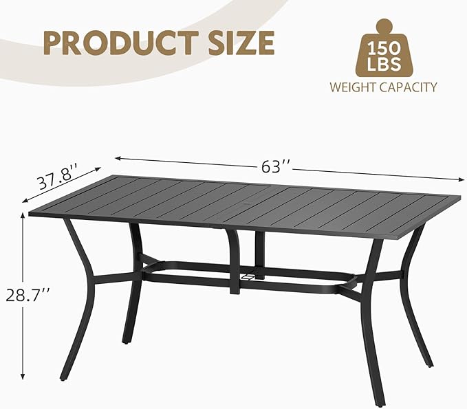 MELLCOM 63''x38'' Outdoor Dining Table - Image 2