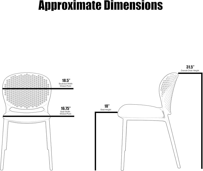 2xhome Patio Dining Chair | Modern Stackable Outdoor Pool Side Chair | Weather - Image 3