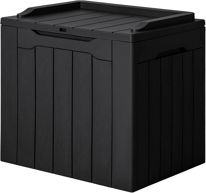 JUMMICO 31 Gallon Resin Deck Box Waterproof Indoor Outdoor Storage Boxes by JUMMICO