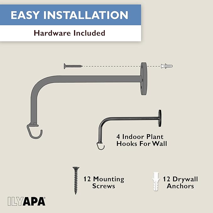 Ilyapa 4 Pack Metal Plant Wall Hanger Hooks - 7 in. Hook - Image 5