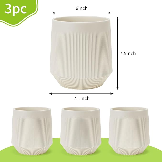 Plant Pots，Set of 3 Plastic Pots - Image 2