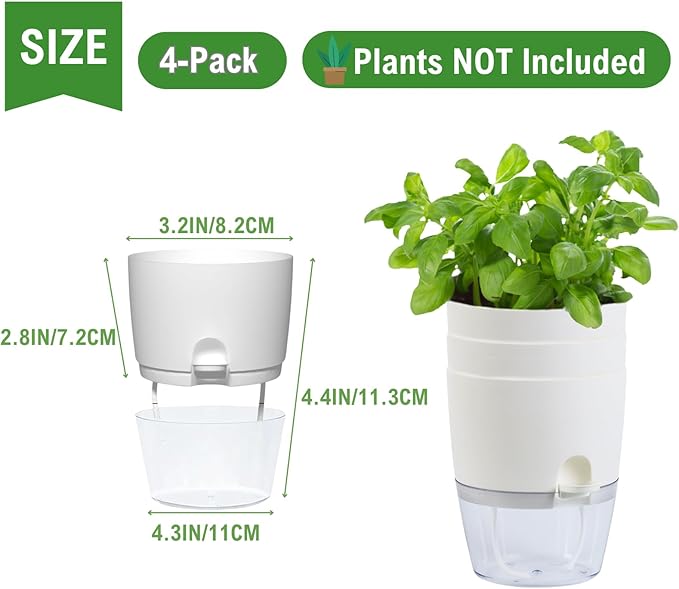 6Inch Self Watering Planter Pots 4 Pack Plant Pot - Image 2