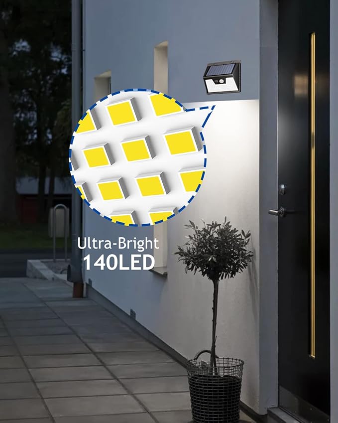 Peasur Solar Lights Outdoor Motion Sensor, 6 Pack 140 LED Solar Powered Fence - Image 6