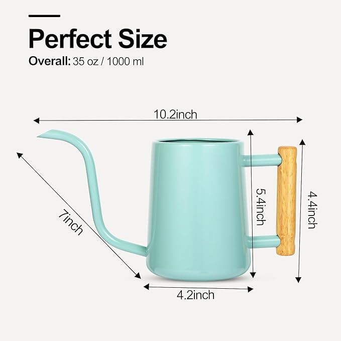 Watering Can Indoor Plants, 35 oz/1000 ml Metal Stainless Steel Watering Can Pot - Image 7
