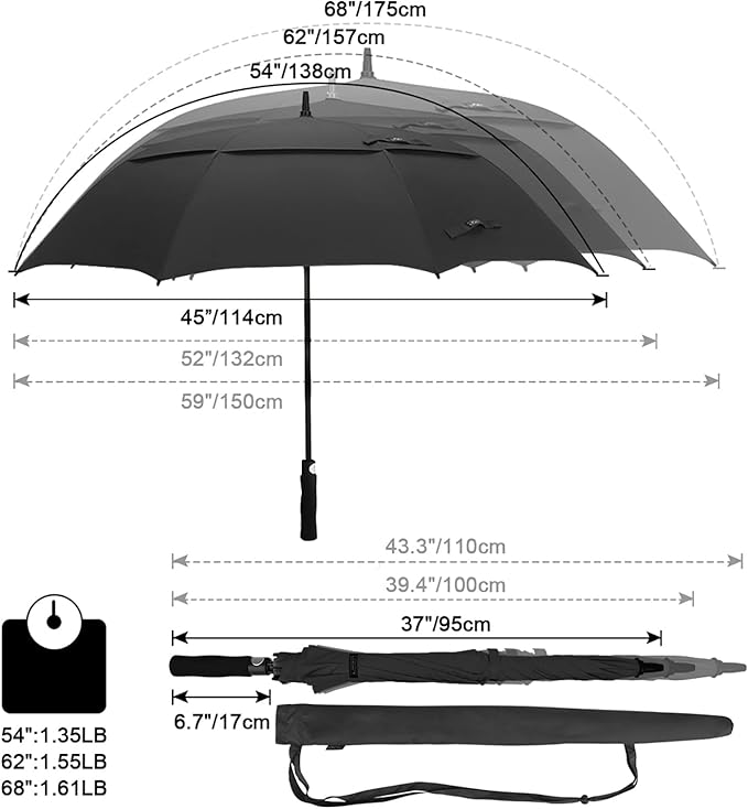 G4Free 47/54/62/68/72 Inch Automatic Open Golf Umbrella Oversize Extra Large - Image 3