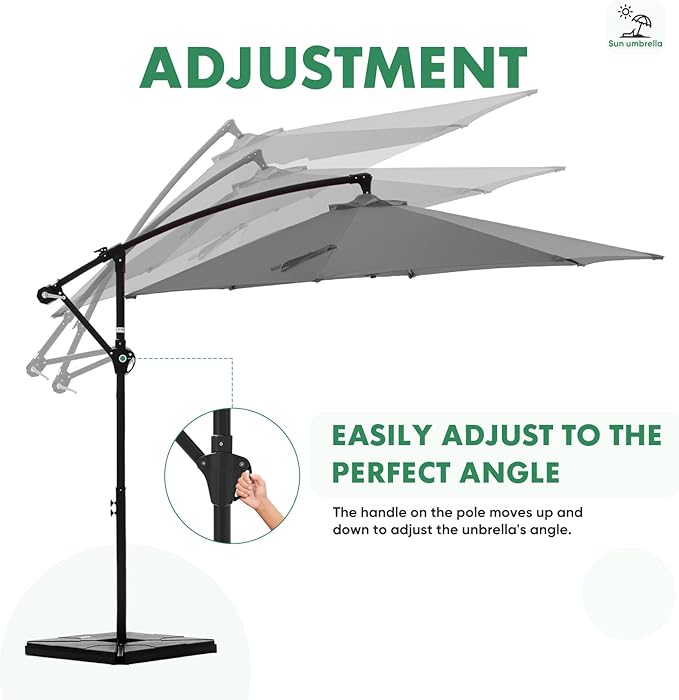 NEWBULIG 10FT Patio Umbrella, Offset Cantilever Outdoor Patio Table Umbrella - Image 5