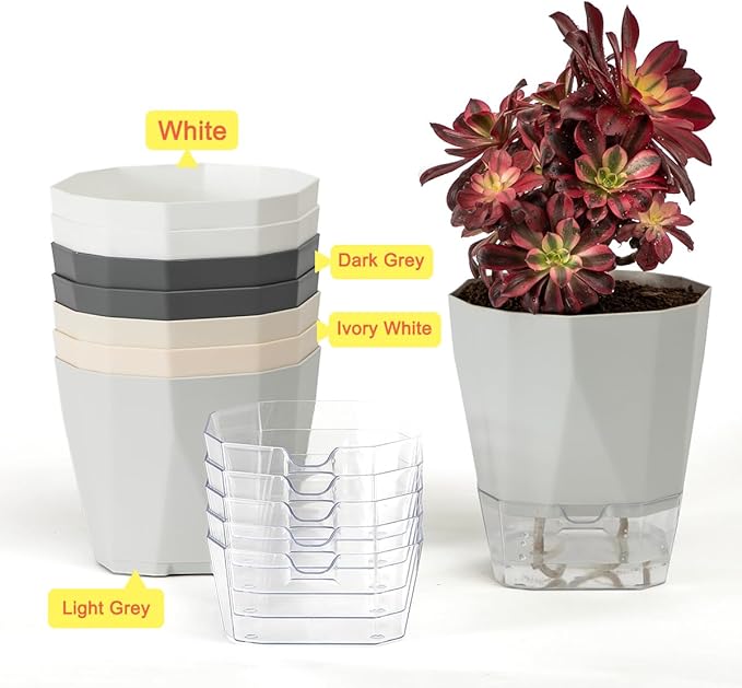 5 Pack Self Watering Plant Pots 5/6.7/8.4 In Self Watering Planters - Image 7