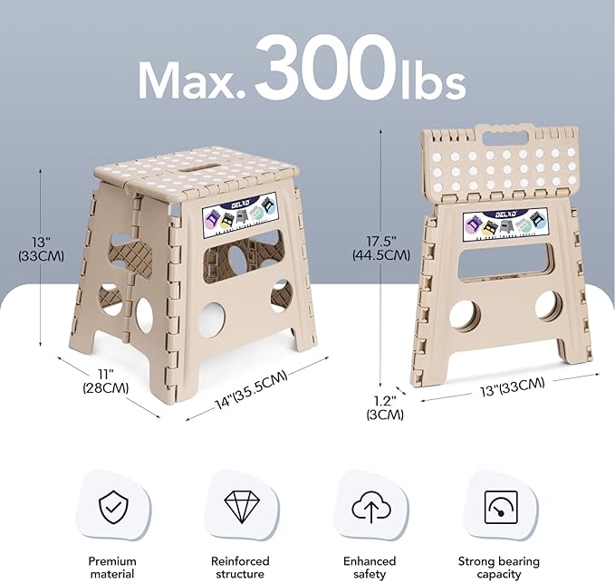 Delxo Office Step Stool, 13 inch Non-Slip Foldable Stools - Image 2