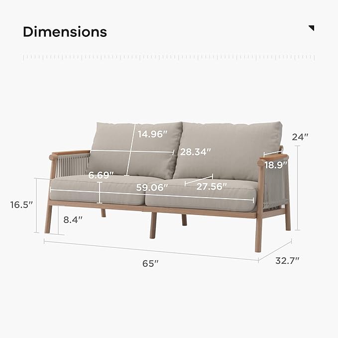 Acanva Modern All-Weather Aluminum Outdoor Patio Sofa - Image 2