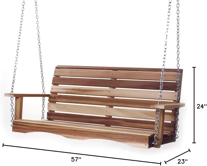All Things Cedar Wooden Porch Swing, Outdoor Patio Furniture, 4 Foot - Image 8