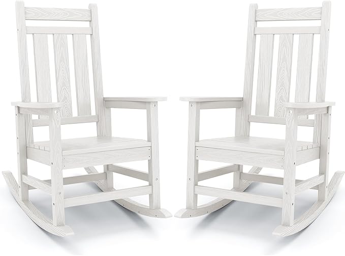 KINGYES Oversized Outdoor Rocking Chair Set of 2, All-Weather Patio Rocking by KINGYES