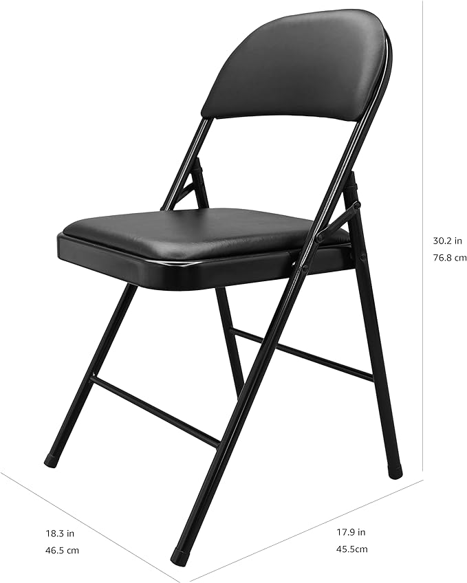 Amazon Basics Comfortable Vinyl-Padded Metal Steel Folding Chairs - Image 3